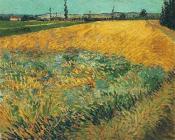 文森特 威廉 梵高 : 以阿尔卑斯山麓为背景的麦田